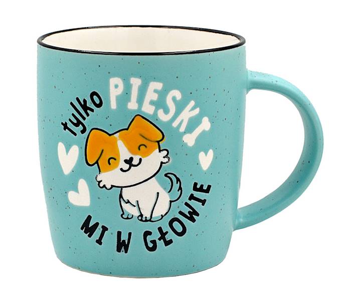 Kubek kukartka "tylko PIESKI MI W GŁOWIE" 350 ml UP-033