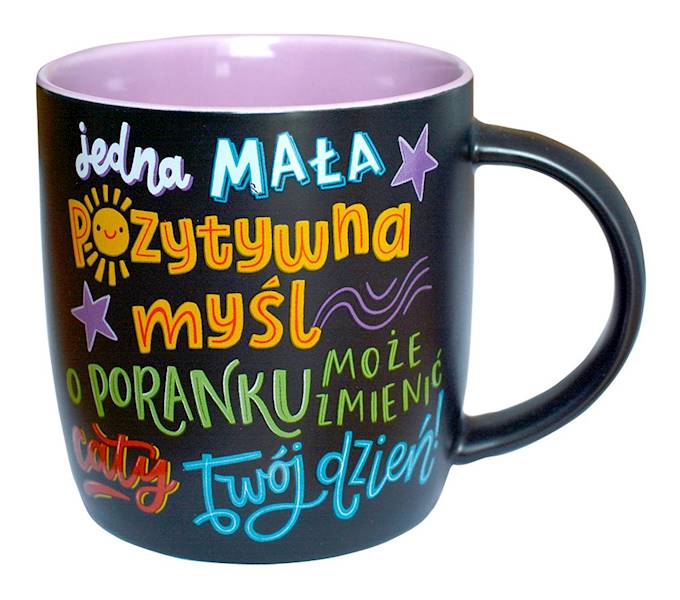 Kubek Tablicowy kukartka "jedna MAŁA pozytywna myśl..." 360 ml TB-006