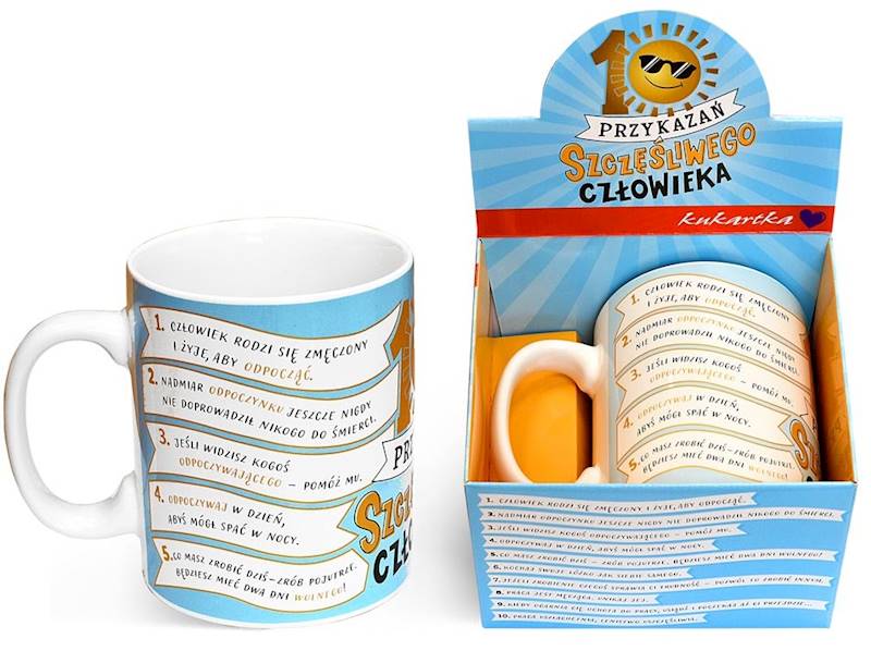 Kubek GIGANT kukartka "10 PRZYKAZAŃ Szczęśliwego człowieka" 700 ml G-058