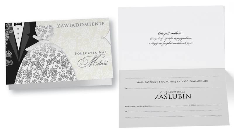 Zawiadomienie z kopertą: na Uroczystość Zaślubin PMZ-029 (1 szt.)