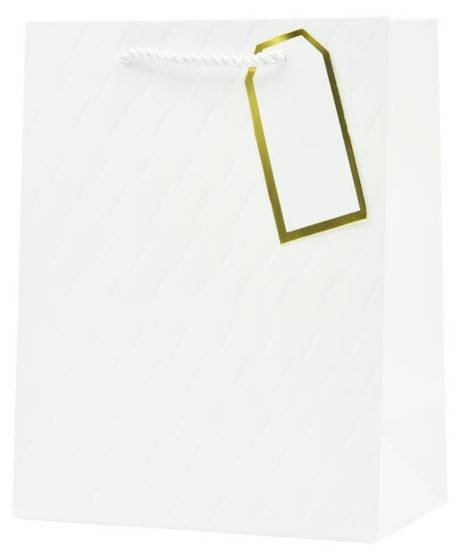 Torba prezentowa tłoczona (biała) 32x26x12 cm QPL-123