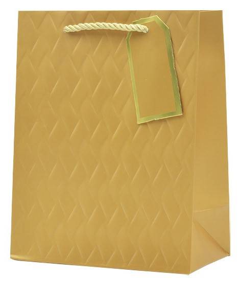 Torba prezentowa tłoczona (złota) 32x26x12 cm QPL-123