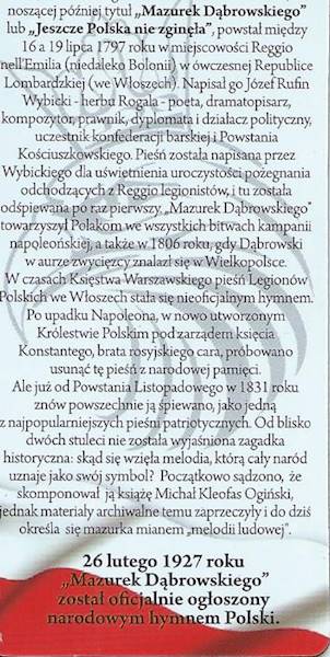 Zakładka magnetyczna "Mazurek Dąbrowskiego" ZK077