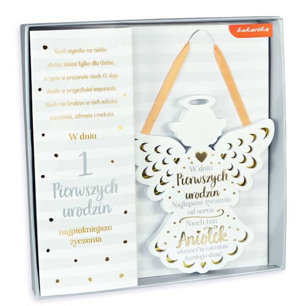 Zawieszka PREMIUM Roczek "W dniu Pierwszych urodzin... Aniołek" ZOP-009