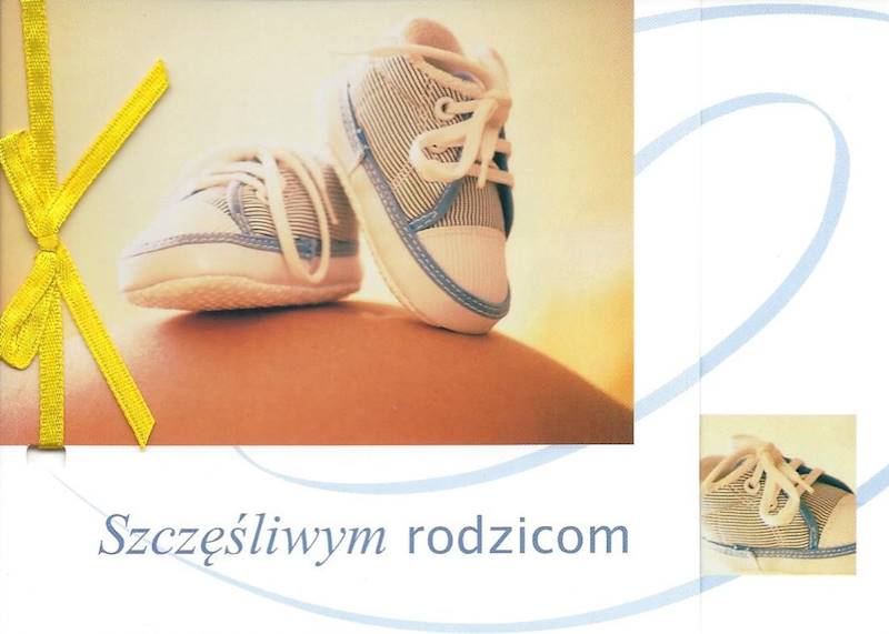 Karnet z kopertą: Z KOKARDKĄ 2. Szczęśliwym rodzicom