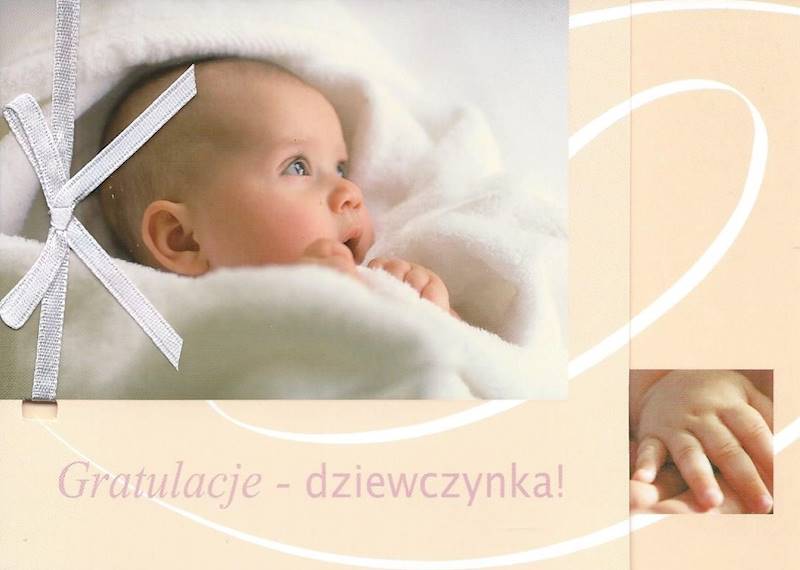Karnet z kopertą: Z KOKARDKĄ 3. Gratulacje - dziewczynka!