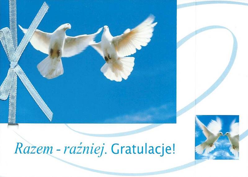 Karnet z kopertą: Z KOKARDKĄ 14. Razem - raźniej. Gratulacje!