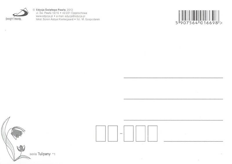 Kartka Pocztówka TULIPANY 1. "Wiara jest pewnością, że Bóg ..."