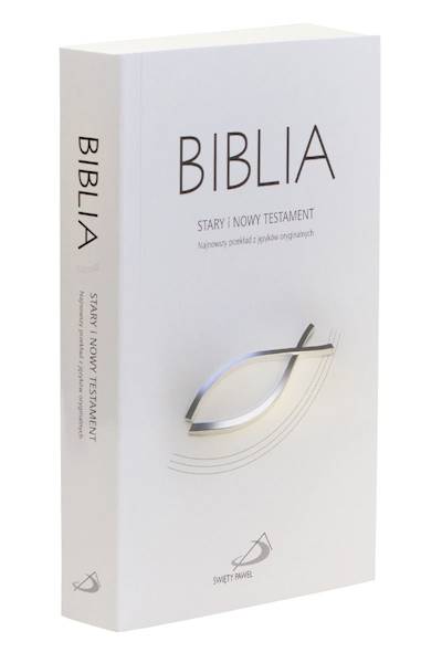 BIBLIA STARY i NOWY TESTAMENT "z rybką". Oprawa miękka, szara, z kolorową wkładką