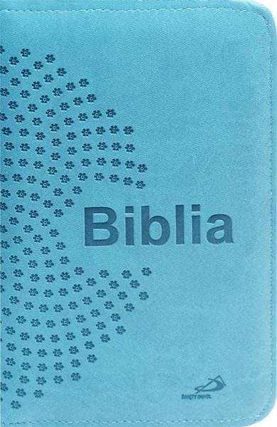 Oprawa / Okładka z suwakiem na Biblię "z rybką" - turkusowa (wycisk, gwiazdki)