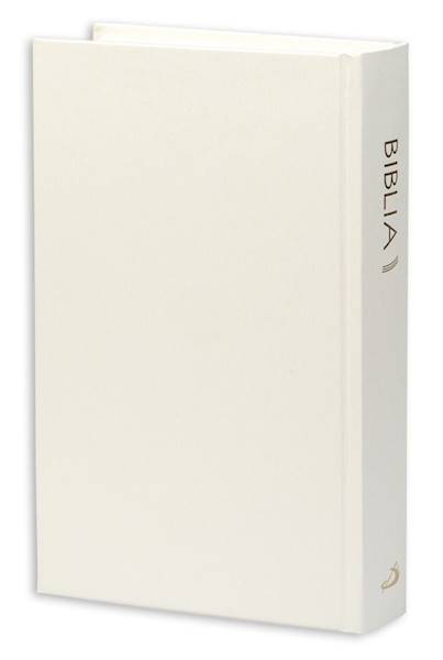 BIBLIA STARY i NOWY TESTAMENT "z rybką". Oprawa twarda, biała, z paginatorami