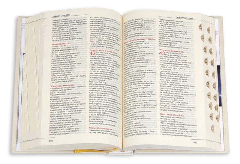 BIBLIA STARY i NOWY TESTAMENT "z rybką". Oprawa twarda, biała, z paginatorami
