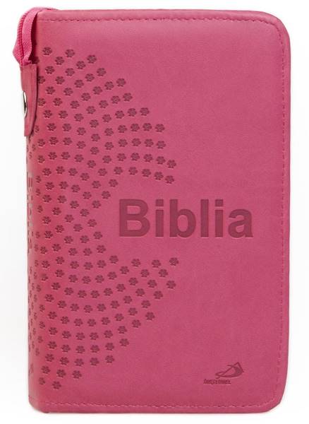 BIBLIA STARY i NOWY TESTAMENT "z rybką". Oprawa różowa z suwakiem