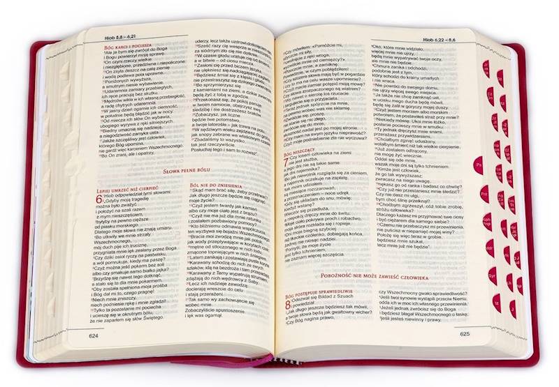 BIBLIA STARY i NOWY TESTAMENT dla kobiet - malinowa, z paginatorami