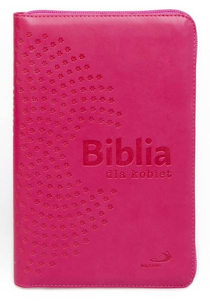 BIBLIA STARY i NOWY TESTAMENT dla kobiet - z suwakiem, paginatory, złocone brzegi, malinowa