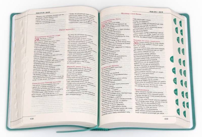 BIBLIA STARY i NOWY TESTAMENT dla kobiet - turkusowa, z paginatorami