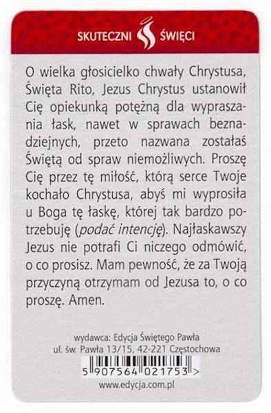 SKUTECZNI ŚWIĘCI: Święta Rita - obrazek w formie karty