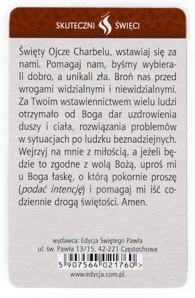 SKUTECZNI ŚWIĘCI: Święty Charbel - obrazek w formie karty