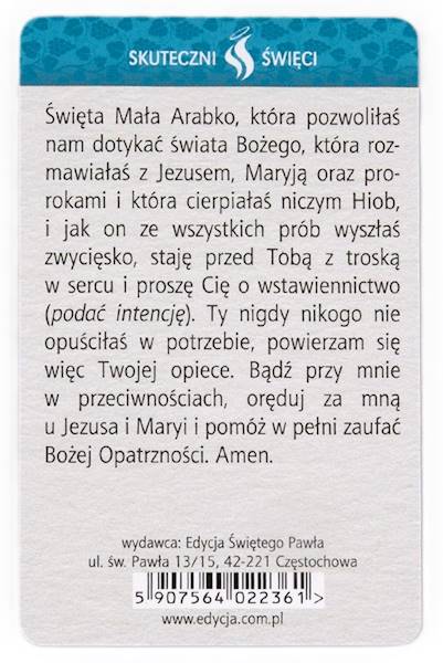 SKUTECZNI ŚWIĘCI: Święta Mała Arabka - obrazek w formie karty