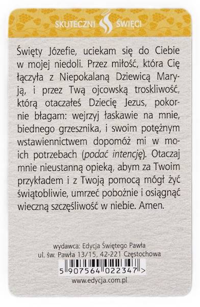 SKUTECZNI ŚWIĘCI: Święty Józef - obrazek w formie karty