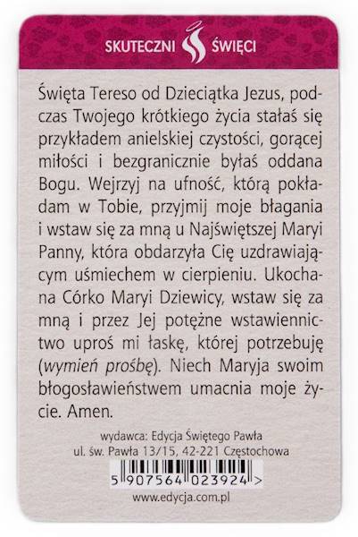 SKUTECZNI ŚWIĘCI: Święta Teresa od Dzieciątka Jezus - obrazek w formie karty