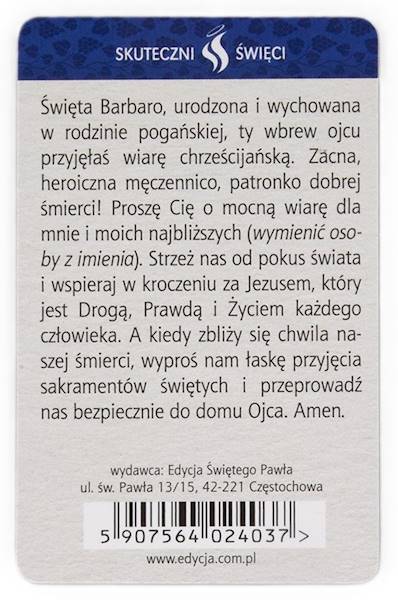 SKUTECZNI ŚWIĘCI: Święta Barbara - obrazek w formie karty