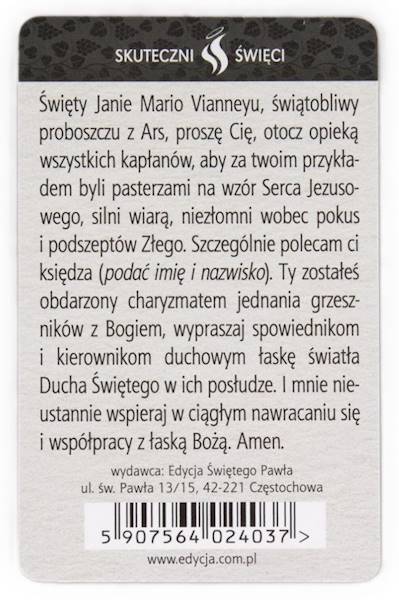 SKUTECZNI ŚWIĘCI: Święty Jan Maria Vianney - obrazek w formie karty