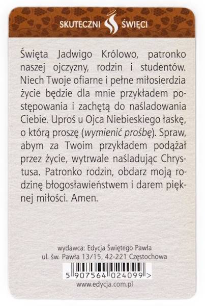 SKUTECZNI ŚWIĘCI: Święta Jadwiga Królowa - obrazek w formie karty