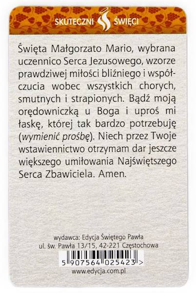 SKUTECZNI ŚWIĘCI: Święta Małgorzata Maria Alacoque - obrazek w formie karty