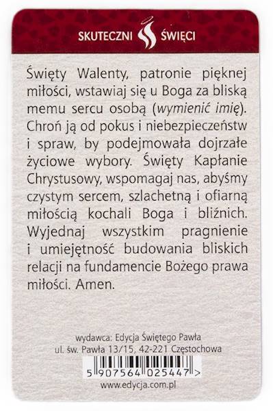 SKUTECZNI ŚWIĘCI: Święty Walenty - obrazek w formie karty