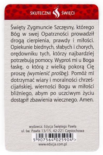 SKUTECZNI ŚWIĘCI: Święty Zygmunt Szczęsny Feliński - obrazek w formie karty