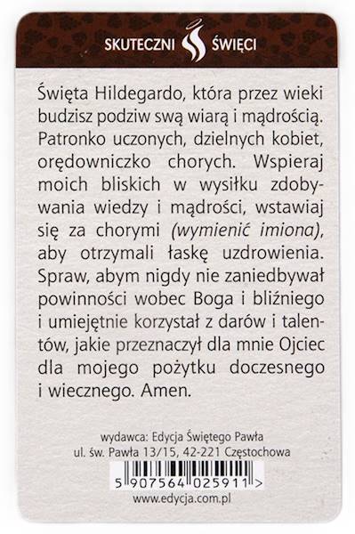 SKUTECZNI ŚWIĘCI: Święta Hildegarda - obrazek w formie karty