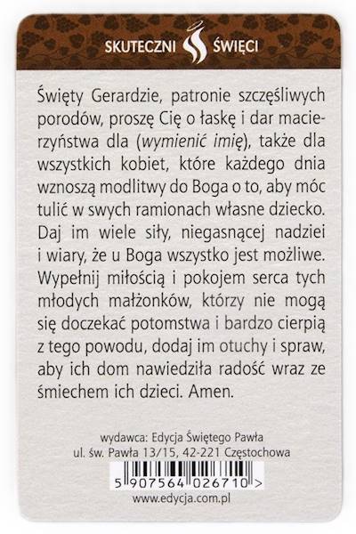 SKUTECZNI ŚWIĘCI: Święty Gerard Majella - obrazek w formie karty