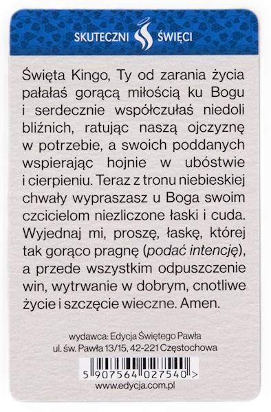 SKUTECZNI ŚWIĘCI: Święta Kinga - obrazek w formie karty