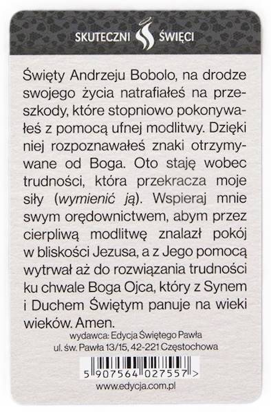SKUTECZNI ŚWIĘCI: Święty Andrzej Bobola - obrazek w formie karty