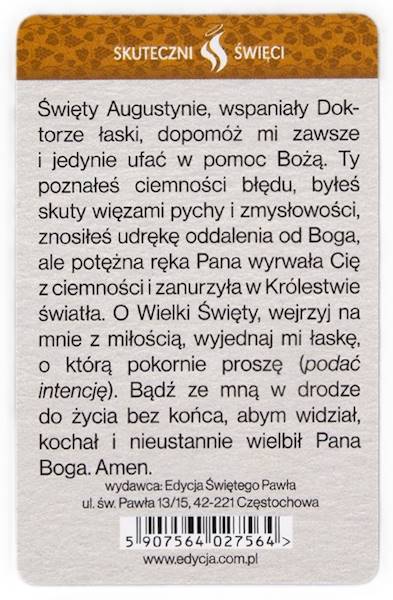 SKUTECZNI ŚWIĘCI: Święty Augustyn - obrazek w formie karty