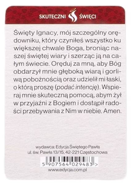 SKUTECZNI ŚWIĘCI: Święty Ignacy Loyola - obrazek w formie karty