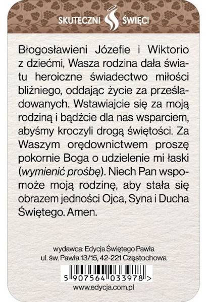 SKUTECZNI ŚWIĘCI: Błogosławiona Rodzina Ulmów - obrazek w formie karty