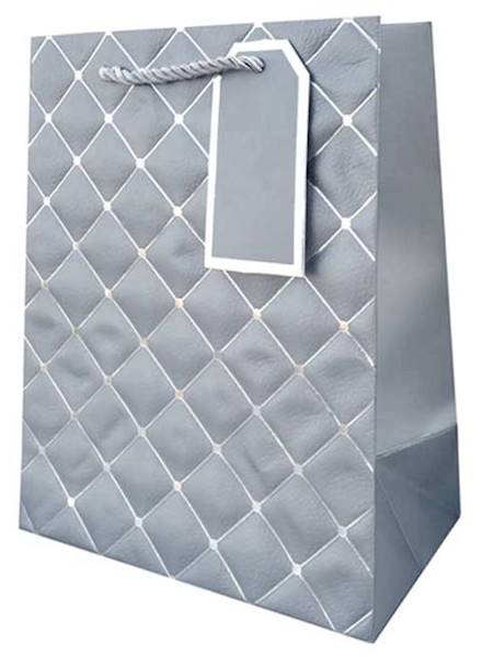 Torba prezentowa tłoczona (szara) 30x42x12 cm QPXL-058
