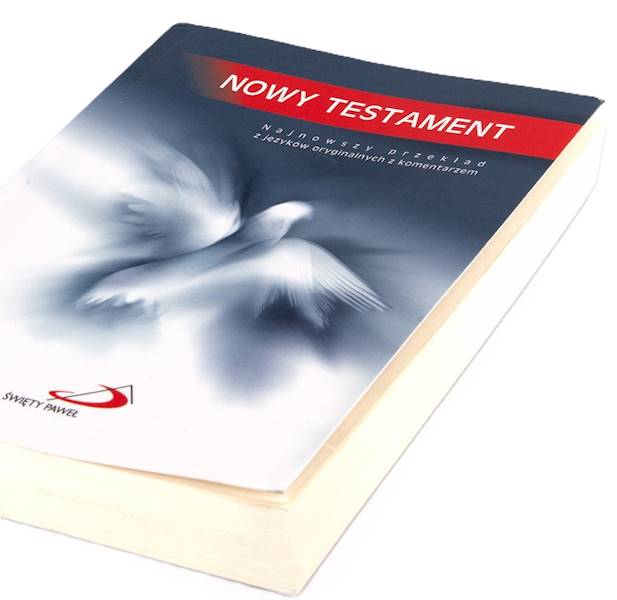 NOWY TESTAMENT "z gołębicą" - mały format, oprawa miękka niebieska