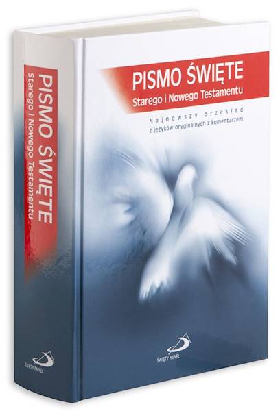 PISMO ŚWIĘTE ST i NT "z gołębicą" - duży format, oprawa twarda niebieska, paginatory