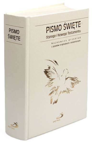 PISMO ŚWIĘTE ST i NT "z gołębicą" - duży format, twarda biała, paginatory