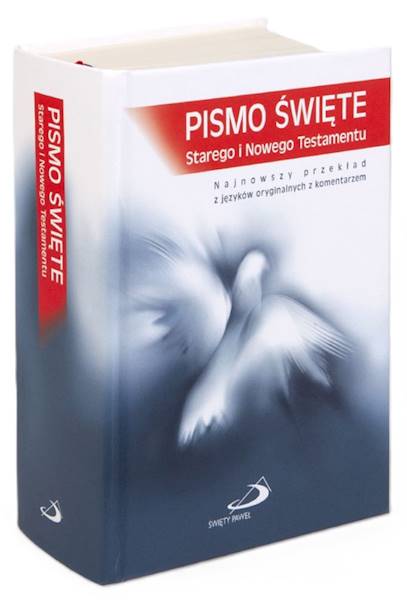 PISMO ŚWIĘTE ST i NT "z gołębicą" - mały format, twarda, niebieska, paginatory