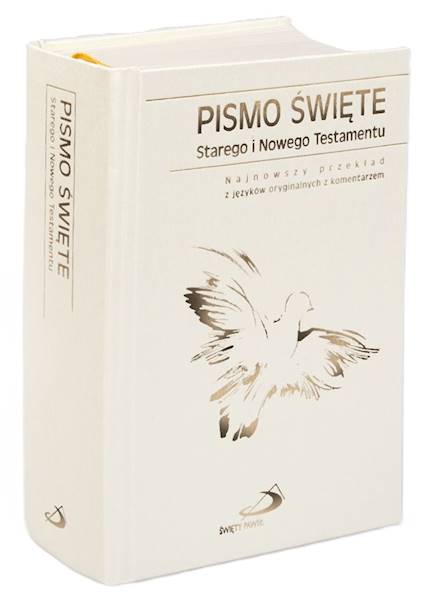 PISMO ŚWIĘTE ST i NT "z gołębicą" - mały format, oprawa twarda biała