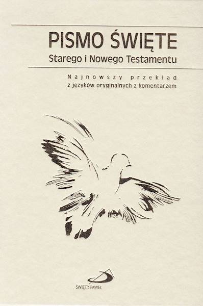 PISMO ŚWIĘTE ST i NT "z gołębicą" - duży format, twarda, biała, złocone brzegi