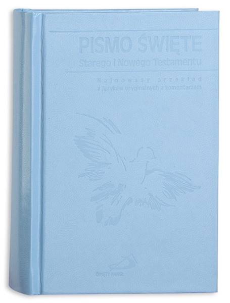PISMO ŚWIĘTE ST i NT "z gołębicą" - mały format, oprawa twarda, błękit