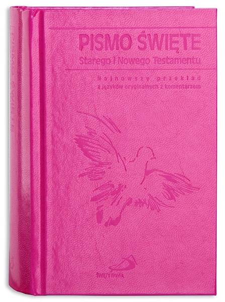 PISMO ŚWIĘTE ST i NT "z gołębicą" - mały format, oprawa twarda różowa