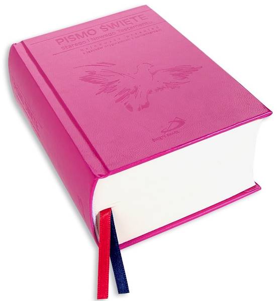 PISMO ŚWIĘTE ST i NT "z gołębicą" - mały format, oprawa twarda różowa