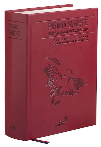 PISMO ŚWIĘTE ST i NT "z gołębicą" - duży format, oprawa twarda czerwona, paginatory