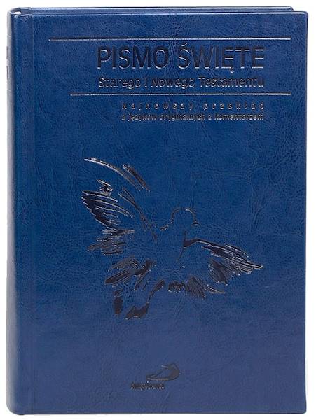 PISMO ŚWIĘTE ST i NT "z gołębicą" - duży format, oprawa twarda granatowa
